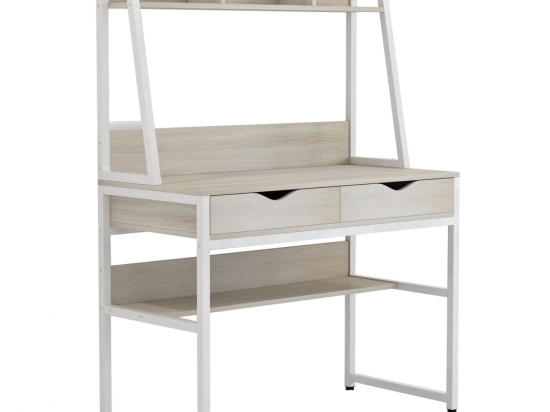 Γραφείο Με Βιβλιοθήκη HM2390.13 100x48x139cm Sonama-White