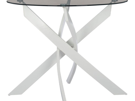Τραπέζι Jafaru HM8499.03 Φ90x74cm White-Clear Μέταλλο,Γυαλί