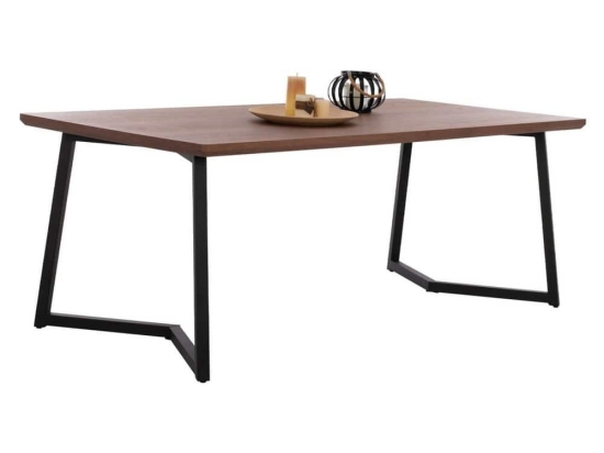 Τραπέζι Στυλ Ρουστίκ HM9304.02 200x100x75cm Με Καπλαμά Walnut Μέταλλο,Ξύλο