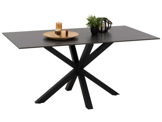 Τραπέζι Τραπεζαρίας Sintered Stone HM9308.01 Με Μεταλλικά Πόδια 160x90x75cm Black Πέτρα,Μέταλλο