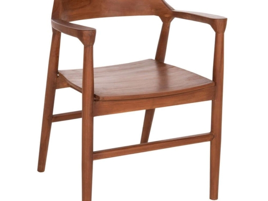 Πολυθρόνα Τραπεζαρίας Nioni HM9476.01 57x53x77cm Από Ξύλο Walnut Ξύλο