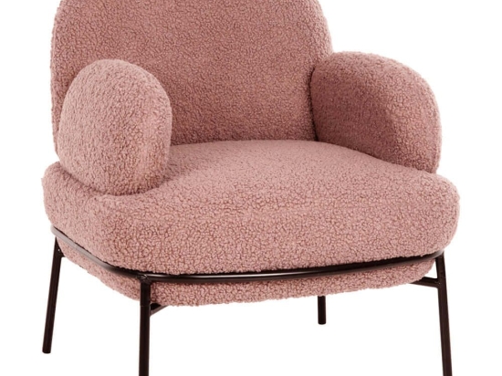 Πολυθρόνα Agnes HM9525.22 74x71x83cm Με Μεταλλικά Πόδια & Ύφασμα Μπουκλέ Apple