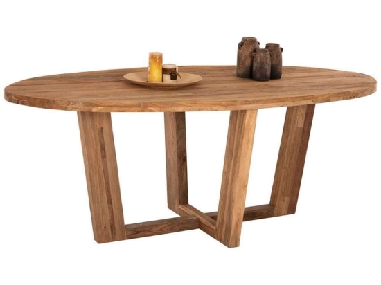 Τραπέζι Τραπεζαρίας Οβάλ Carib HM9558 209x109x80cm Από Ξύλο Teak Ξύλο