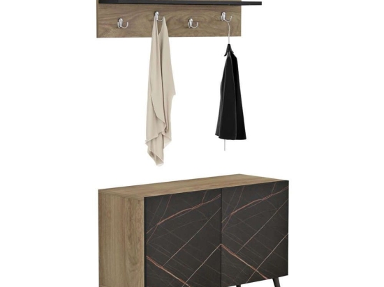Έπιπλο Εισόδου Delphine HM8876.12 80x31,3x41,5cm Natural-Black Μελαμίνη