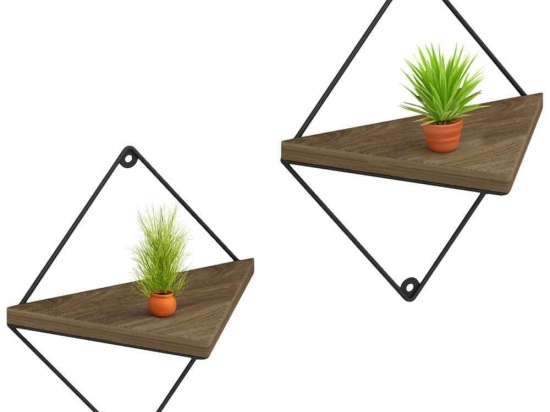 Ράφια Τοίχου (Σετ 2Τμχ) Everleigh HM8951.11 22x13x30cm Natural-Black Melamine, Metal
