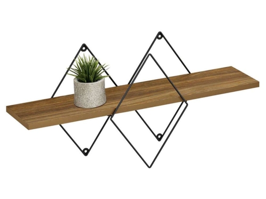 Ράφι Επιτοίχιο Chantria HM8934.11 60x14x36cm Oak-Black Μελαμίνη,Μέταλλο