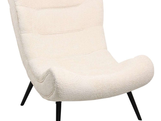 Πολυθρόνα Brym HM9605.06 97x80x100cm Με Ξύλινα Πόδια & Μπουκλέ Ύφασμα Ecru-Black Ξύλο,Ύφασμα
