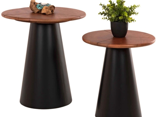 Τραπεζάκια Βοηθητικά Sunni (Σετ 2Τμχ) HM9669 Φ48,5/39,5cm Walnut-Black