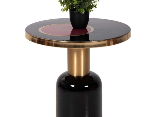 Τραπεζάκι Βοηθητικό Erode HM4248.01 Φ50,5x50cm Cherry Black-Gold Μέταλλο