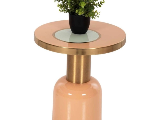 Τραπεζάκι Βοηθητικό Erode HM4249.08 Φ40,5x45,5cm Somon-Beige Μέταλλο