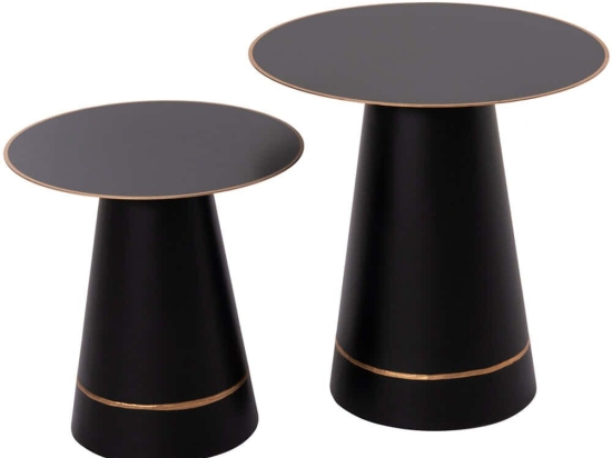 Τραπεζάκια Βοηθητικά Balli (Σετ 2Τμχ) HM9996 Φ50/40cm Black