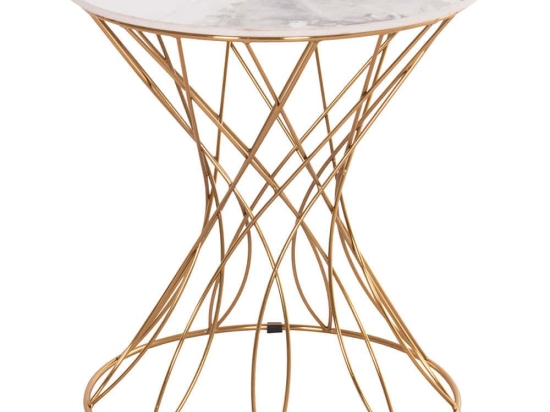 Τραπεζάκι Βοηθητικό Rudy HM18037.01 Φ45x48,5cm White-Gold