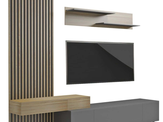 Σύνθεση Τηλεόρασης Dort HM18076.2 249,5x42,2x199,5cm Sonoma-Black