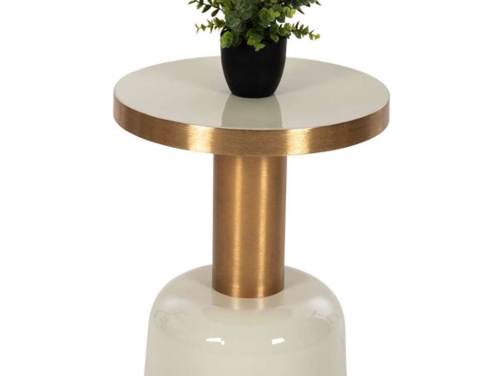 Τραπεζάκι Βοηθητικό Erode HM4243.07 Φ40,5x48cm Ecru-Gold Μέταλλο
