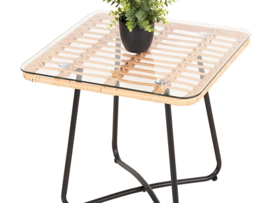 Τραπεζάκι Κήπου Gerry HM5717.11 50x50x47,5cm Beige-Black