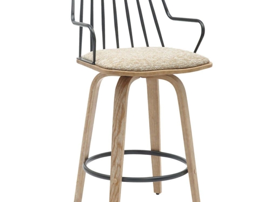 Σκαμπό Bar Judi HM9985.01 48x52x92cm Beige Μέταλλο,Ύφασμα