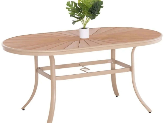 Τραπέζι Κήπου Telamo HM6288.04 160x90x73,5cm Champagne-Natural
