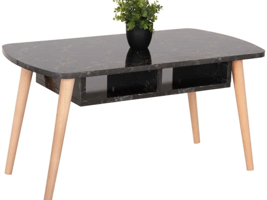 Τραπέζι Σαλονιού Sliven HM18178.02 90x50x47,5cm Marble Effect Black