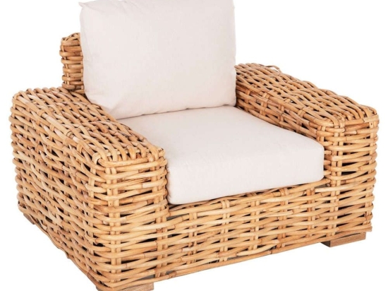 Πολυθρόνα Tropel HM9810 110x88x70-85cm Με Μαξιλάρια Natural-White