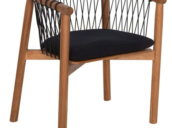 Πολυθρόνα Adama HM6131 64x51x73cm Natural-Black Ξύλο,Σχοινί