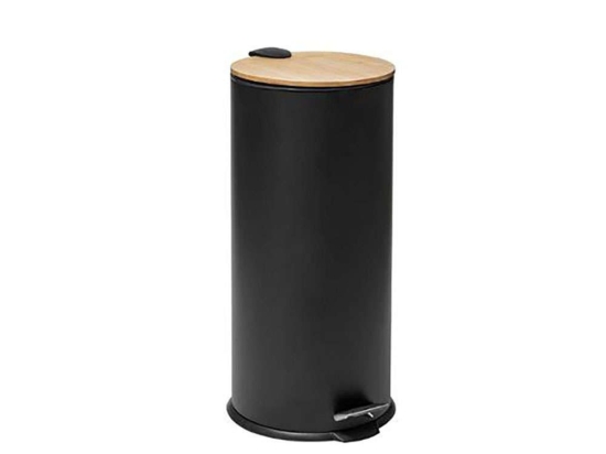 Κάδος Απορριμμάτων Mεταλλικός Με Καπάκι Bamboo 07.164646A 30lt Black Μέταλλο