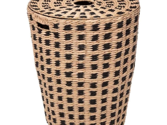 Καλάθι Απλύτων Black Rush 07.174554 37,5x52,5cm Natural-Black Ψάθα