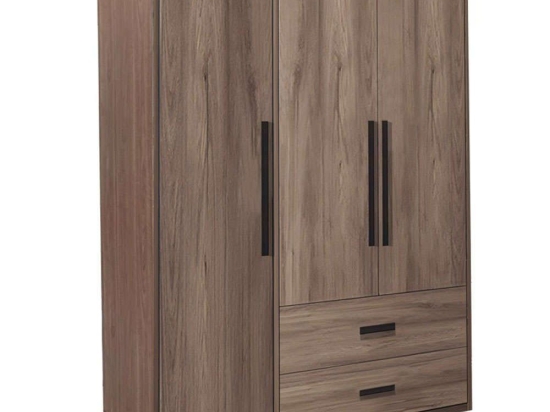 Ντουλάπα Τρίφυλλη Edritte 072-000097 120x52x195cm Light Walnut Τρίφυλλη