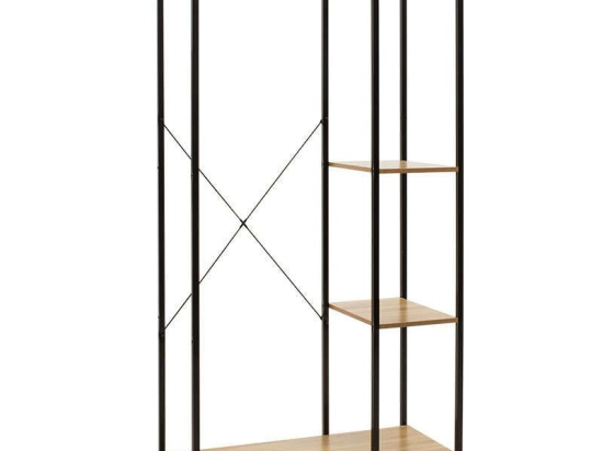 Έπιπλο Εισόδου-Ντουλάπα Ramon 085-000008 90,5x41x167cm Natural - Black Μελαμίνη,Μέταλλο