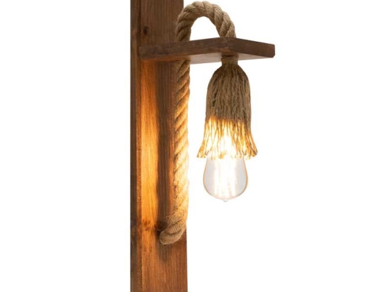 Φωτιστικό Τοίχου - Απλίκα PWL-0108 9x17x45cm Walnut 099-000021 Ξύλο,Σχοινί