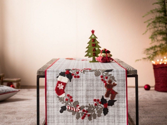 Runner Χριστουγεννιάτικο 790A Grey-Red Gofis Home 40Χ160