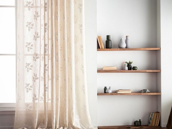 Κουρτίνα Leaf SS24 532 Με Τρουκς Beige Gofis Home 140X280 Πολυέστερ