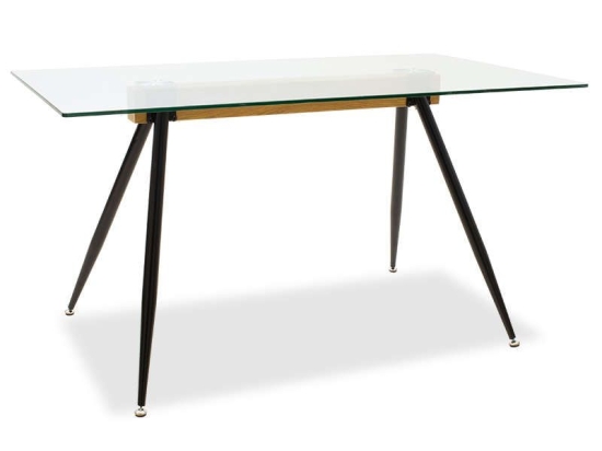 Τραπέζι Astrid 101-000019 140x80x75cm Natural-Black Μέταλλο,Γυαλί