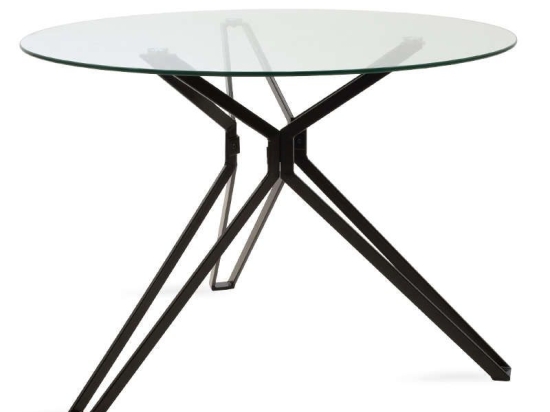 Τραπέζι Aryan 101-000020 Φ110x75cm Black-Clear Μέταλλο,Γυαλί