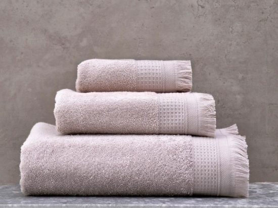 Πετσέτες Tanny Σετ 3τμχ Beige Ρυθμός Σετ Πετσέτες 100% Βαμβάκι
