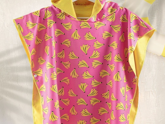 Πόντσο Παιδικό Bananas Με Κουκούλα Και Κουμπιά Pink Ρυθμός