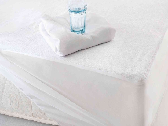 Επίστρωμα Αδιάβροχο Πετσετέ Με Λάστιχο White Ρυθμός Μονό 100x230cm Βαμβάκι-Πολυέστερ