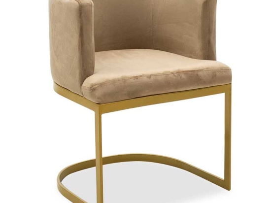 Πολυθρόνα Viv 110-000021 52x56x71cm Beige-Gold Βελούδο, Μέταλλο