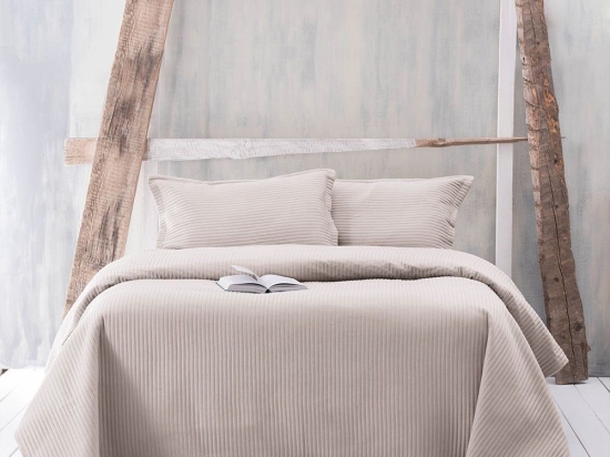 Κουβερλί Jazz 2 Σετ 2τμχ Beige Ρυθμός Ημίδιπλο Microsatin