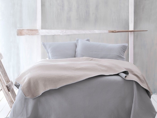Κουβερλί Jazz 1 Σετ 3τμχ Grey-Beige Ρυθμός Υπέρδιπλo Microsatin