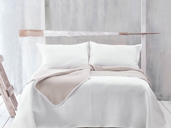 Κουβερλί Jazz 1 Σετ 3τμχ Ecru-Beige Ρυθμός Υπέρδιπλo Microsatin