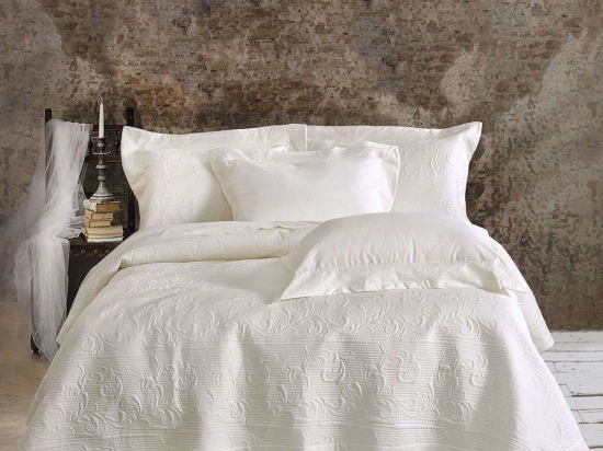 Κουβερλί Krispa Σετ 3τεμ. White Ρυθμός Υπέρδιπλo Microsatin