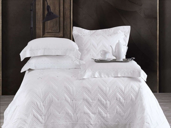 Κουβερλί Lizzie Σετ 3τεμ. White Ρυθμός Υπέρδιπλo Microsatin