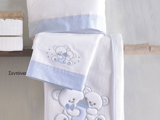 Κουβέρτα Βρεφική Πικέ Με Κέντημα Cuddles 585 Ciel Ρυθμός Κούνιας 120x150cm 100% Βαμβάκι