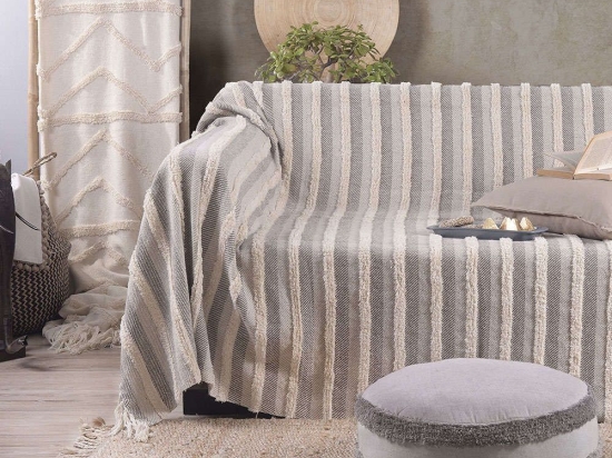 Ριχτάρι Sehrazat Brown-Grey Ρυθμός Τριθέσιο 180x280cm 100% Βαμβάκι