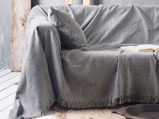 Ριχτάρι Vanda 01 Grey Ρυθμός Πολυθρόνα 180x180cm Chenille-Πολυέστερ