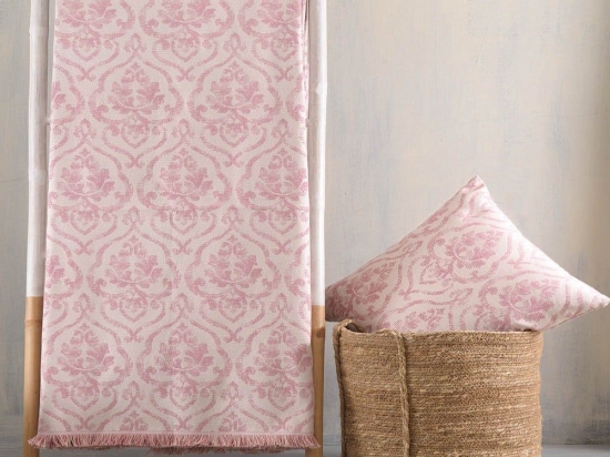 Ριχτάρι Medallion Pink Ρυθμός Πολυθρόνα 160x180cm Βαμβάκι-Πολυέστερ
