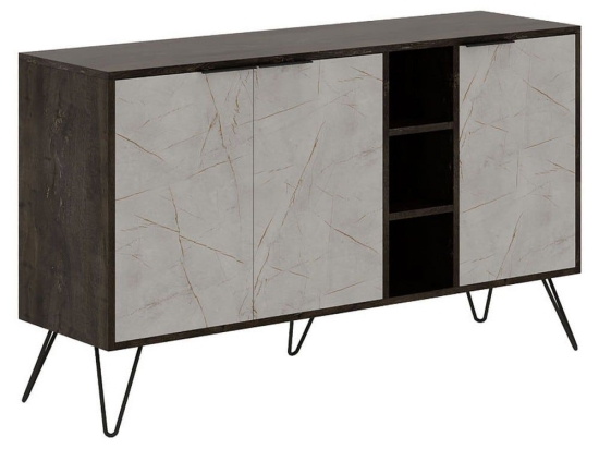 Μπουφές Clara 119-001132 142x35.5x83cm Light Walnut-White Marble Effect