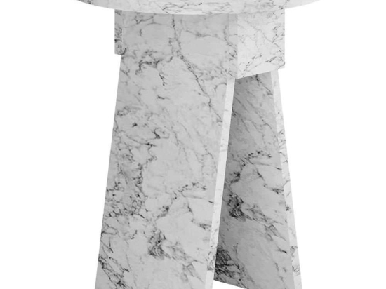 Τραπεζάκι Βοηθητικό Chen 119-001206 Φ42x50cm Marble Effect White