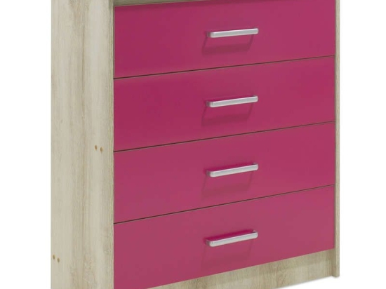 Συρταριέρα Παιδική Looney Με 4 Συρτάρια Castillo-Ροζ 80X40X95Cm 123-000079 Μελαμίνη