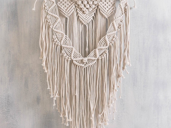 Διακοσμητικό Τοίχου Macrame Amarosa 50X50 Ivory Ρυθμός Βαμβάκι